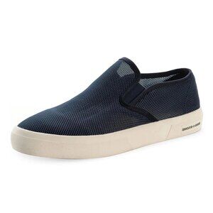 Sun Stone Men's Slip-On Sneakers Breathable Goring Round Toe Navy White 10.5